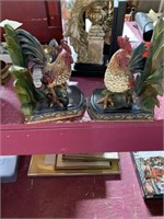 Hunter Green and Gold Chicken Book Ends