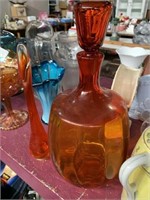 Beautiful orange Glass Vase and Decanter