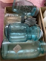 Vintage ball jars blue glass