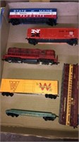 Flat of assorted train cars