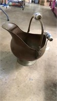 Brass ash bucket with ceramic handles