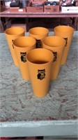 6 plastic drink glasses with owl on side 6 inches