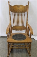 Wood Rocking Chair w/ Leather Seat