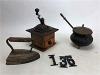 Coffee grinder, Iron & Wood fire starter