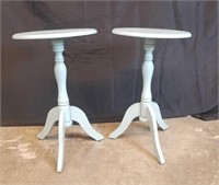 Pair of light blue plant stands
