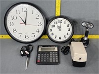 Wall Clocks, Pencil Sharpener, Calculator, Scissor
