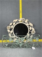 Leaf Wire Basket & Floral Mirror