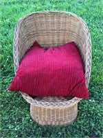 Wicker chair with Red cushion