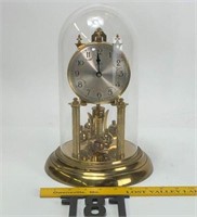 Lehatz anniversary clock Brass w/glass dome