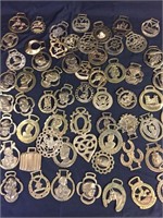 62 Vintage horse brasses saddle medallions.