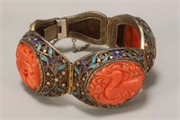 Stunning Chinese Coral, Enamel and Filigree