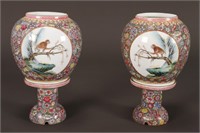 Pair of Chinese Eggshell Porcelain Lamps,