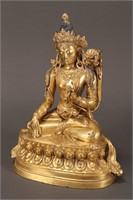 Sino-Tibetan Gilt Bronze Buddha,