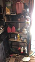 Metal utility shelf with contents