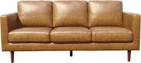 Rivet Revolve Modern Leather Sofa, 80"W, Caramel