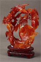 Large Chinese Carved Agate Figure Group,