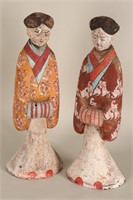Pair of Chinese Pottery Attendants,