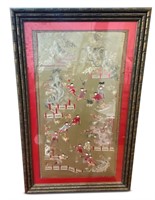 Large Framed Chinese Embroidered Textile,