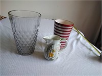 2 large vases and a small pitcher