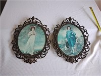 2 vintage metal pictures frames