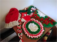 Christmas fabric lot. Cross stitch rug,