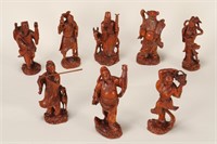 Set of Eight Chinese Carved Boxwood Figures,