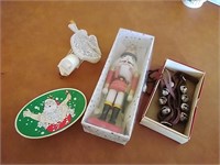 Vintage Christmas lot. Nutcracker, bells, soap