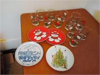 Christmas glasses and plates