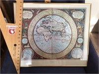 Framed map of the world and 1660
