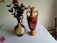 Two vintage vases. Red one is English.