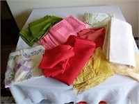 BL of colorful tablecloths and napkins