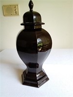 Large black lidded vase