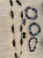 (1) necklace (3) bracelets (2) earrings