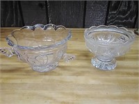 2 heavy glass bowls. Nice shape.  Leaded.