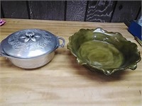 Aluminum with glass pyrex serving dish (may not be