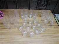 36 glasses all with "R" printed on them.  5