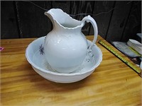 Large bowl and pitcher set, some crazing noted