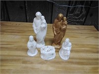 5 ceramic religious figurines