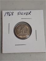 1968 Canada Silver Dime / 10 Cent coin .500 Silver