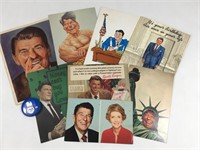 8 VTG Ronald Reagan Cards Nixon '88 Pin