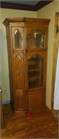 6.5' Oak glass door curio cabinet w/ lighted glass