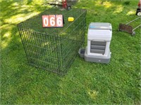 Lg Dog crate and automatic feeder waterer
