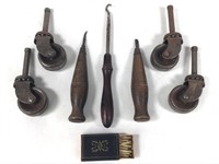 Vintage Wheel Casters, Matches & Hand Tools
