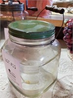 Vintage Jar with Green Lid & Wire Handle