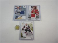 3 cartes de Hockey SP game used Jersey dont