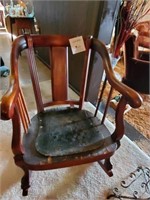 Antique Rocking Chair - Curved Back, Leather Seat