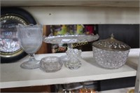 PRESSED GLASS LOT - CAKE STAND - JAR - COMPOTE