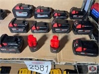Milwaukee Lot of 12 Milwaukee batteries assorted