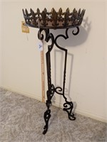 tall plastic and wood plant stand