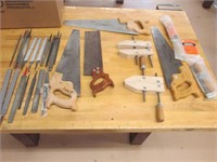 saws, files, wood clamps